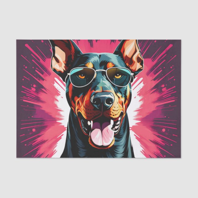 Papel De Seda Doberman Pinscher Com Óculos De Sol (Frente )