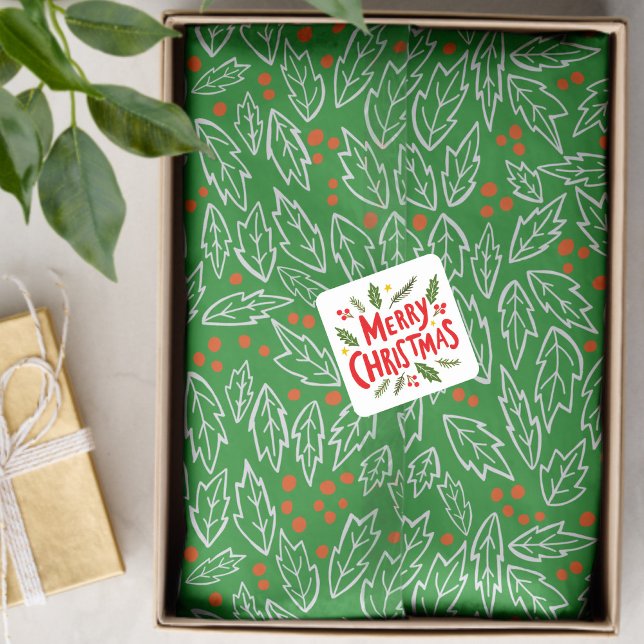 Papel De Seda Doce Holly Natal Natal Padrão Natal (Sweet Holly Christmas Holiday Xmas Hand-drawn botanical Pattern Tissue Paper
)
