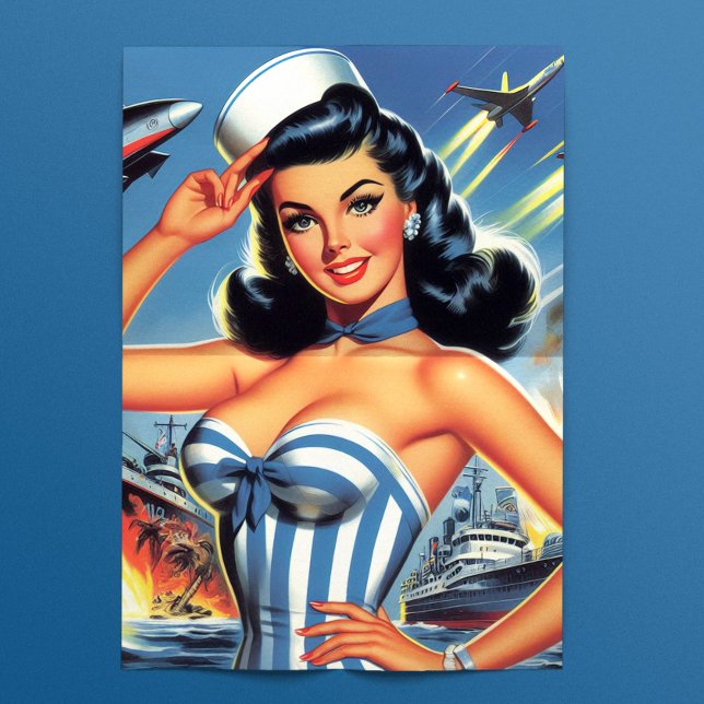 Papel De Seda Doce Marinheiro Retro Pin-up (Criador carregado)