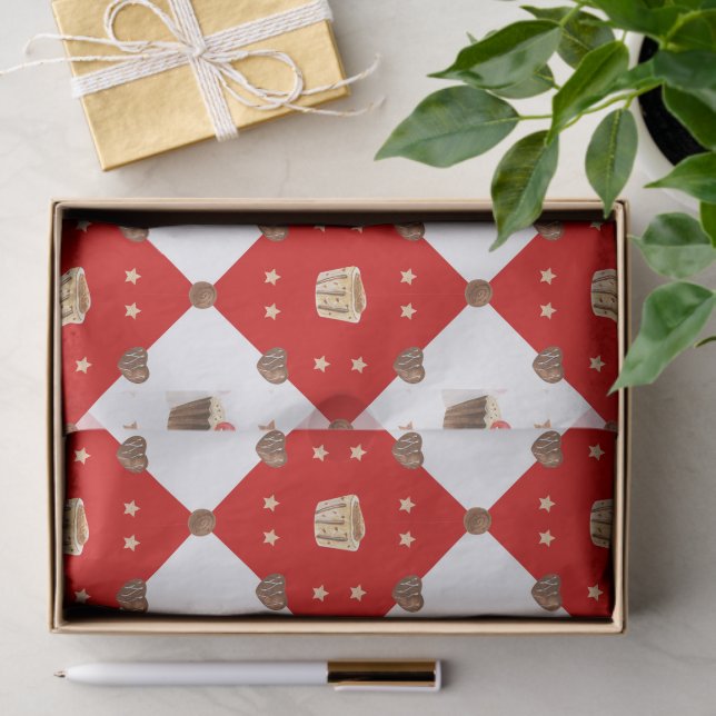 Papel De Seda Doces Chocolate Tratam Aquarela Natal Moderna (Presente)