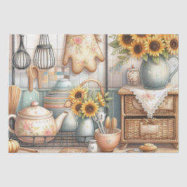 Papel De Seda Doces e girassóis Cozinha Aquarela