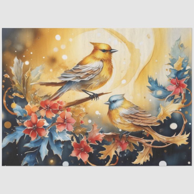 Papel De Seda Documento de Tecidos Fantasy Birds (Frente )