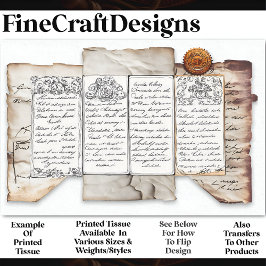 Papel De Seda Documento Distinto Ephemera + Seal AF4 Decoupage