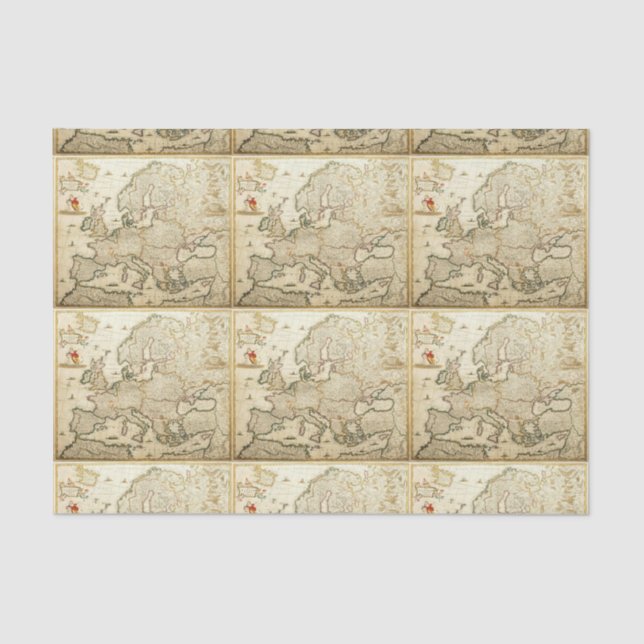 Papel De Seda Documento Tecido de Desvinculação - Mapa da Europa (Frente )