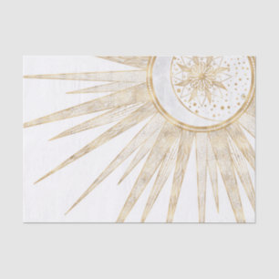 Papel De Seda Dodles Dourados Elegantes Sun Moon Mandala Design