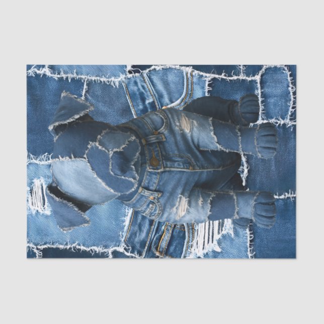 Papel De Seda Dog Patchwork Art Denim (Frente )