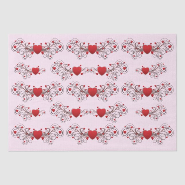 Papel De Seda Dois Corações Entrelaçados Rosa (Frente )