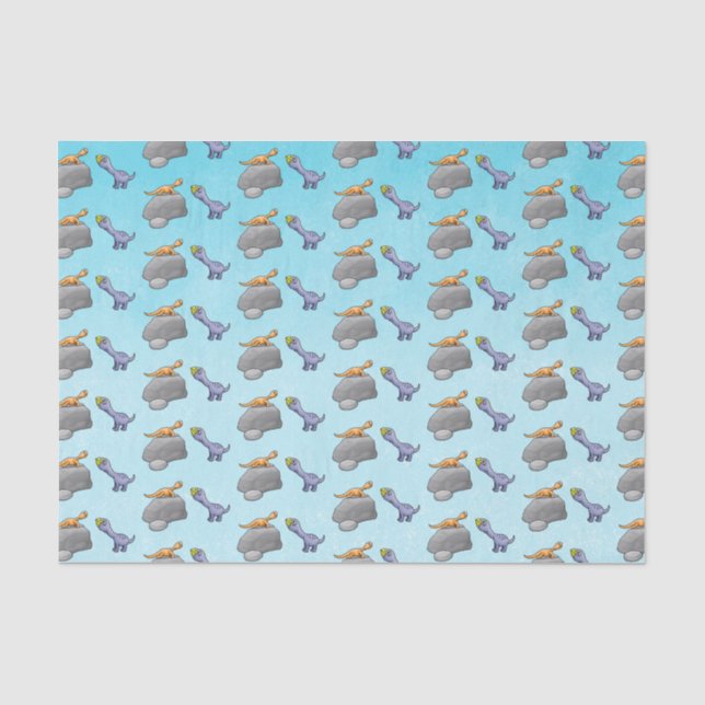 Papel De Seda Dois Dinossauros Fofos (Frente )