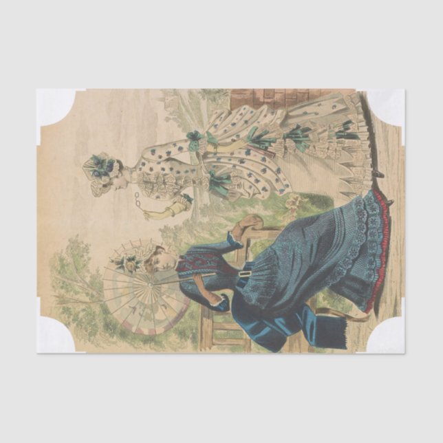 Papel De Seda Dois Elegantes tecidos vitorianos (Frente )