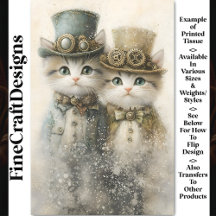 Dois Gatinhos Vitorianos Steampunk Fofos CA3 Decou