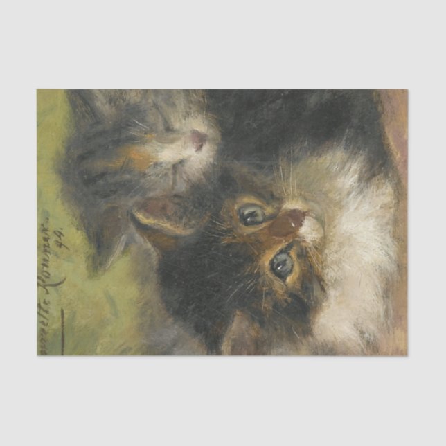Papel De Seda Dois Kittens por Henriette Ronner-Knip (Frente )