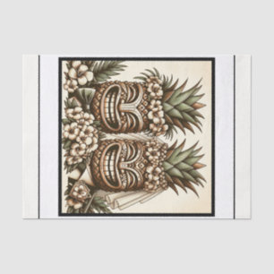 Papel De Seda Dois Noivos Gay Cabeça de Tiki de Abacaxi Retro Ca