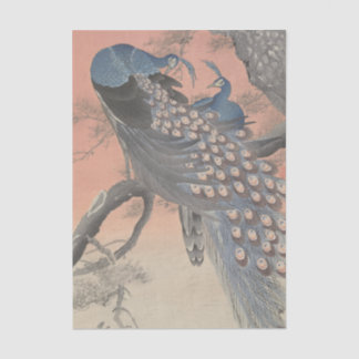 Papel De Seda Dois Pavões no Galho da Árvore por Ohara Koson