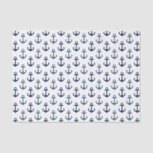 Papel De Seda Dois-Tom da navigação da âncora dos azuis marin