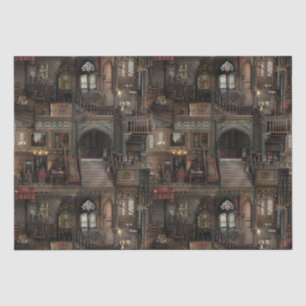 Papel De Seda Dollshouse Assombrado Gótico Vitoriano com Dolls