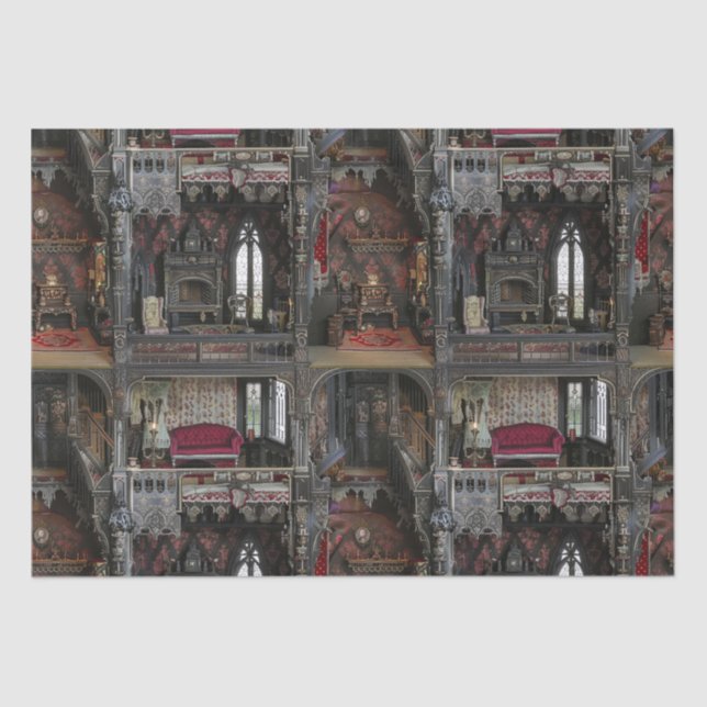 Papel De Seda Dollshouse Assombrado Gótico Vitoriano com Dolls (Frente )