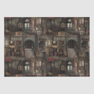 Papel De Seda Dollshouse Assombrado Gótico Vitoriano com Dolls