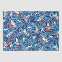 Papel De Seda Dolphin Joy Tropical Natal/Azul, Vermelho