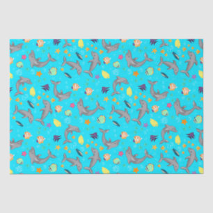 Papel De Seda Dolphin Summer Kids Blue Birday Tissue Paper
