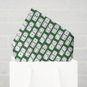 Papel De Seda Domínios brancos com pontos pretos em verde padrão