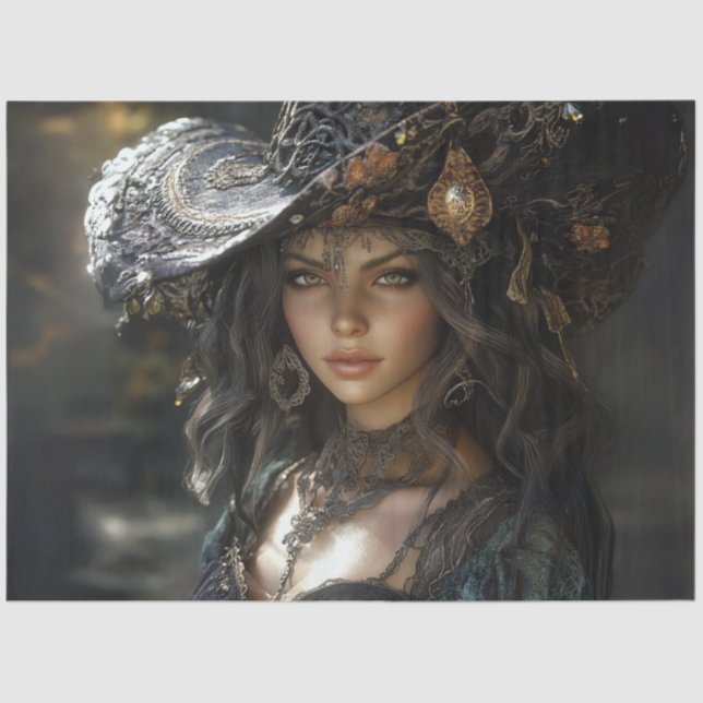 Papel De Seda Dona Seraphina, Elegância Gótica de Dissociação (Frente )