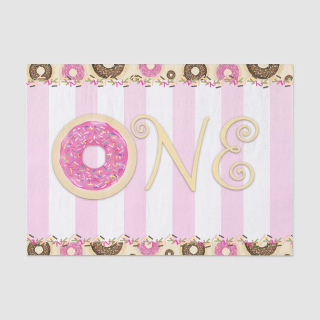 Papel De Seda Donuts Rosa Marrom com Confeitos Festa de Aniversá (Frente )