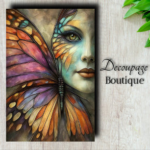 Papel De Seda Donzela Borboleta Decoupage