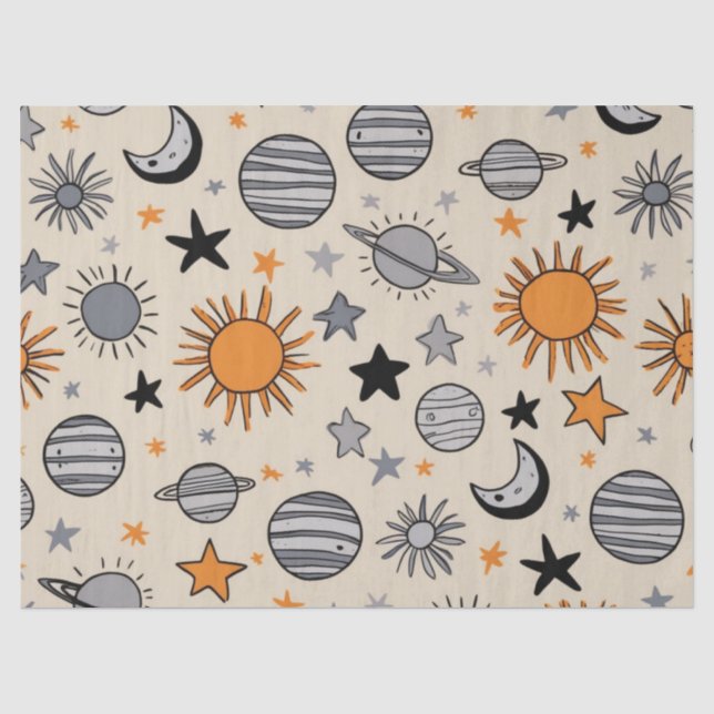 Papel De Seda Doodle Celestial Caprichoso (Frente )