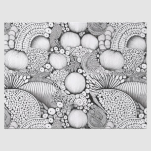 Papel De Seda Doodle Geométrico Preto e Branco Abstrato (3)