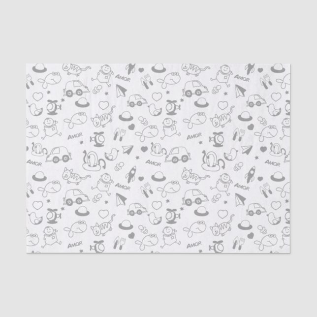 Papel De Seda Doodles do bebê (Frente )