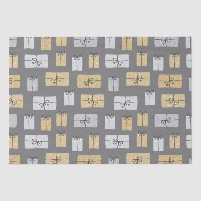 Papel De Seda Doodles Presentes de Natal Moderno (Frente )