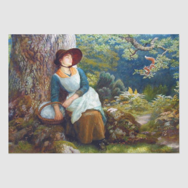 Papel De Seda Dormindo na floresta (por Arthur Hughes) (Frente )