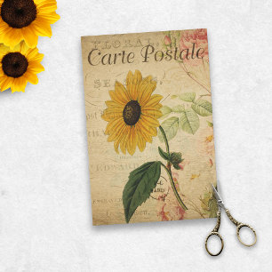 Papel De Seda Dosagem de Cartão Postal de Ephemera Sunflower