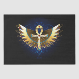Papel De Seda Dourada Ankh com Asas