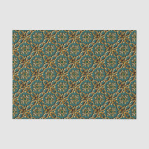 Papel De Seda Dourada Arte Metálica Floral Nouveau Padrão Sem Co