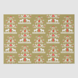 Papel De Seda Dourada, Árvore de Natal Vermelha, Festiva Festiva