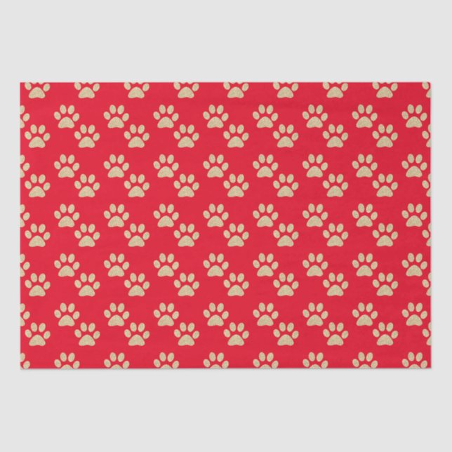 Papel De Seda Dourada Brilhante Imprime Vermelho Pet Lovers (Frente )