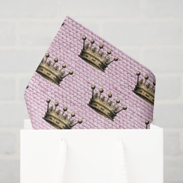 Papel De Seda Dourada Coroa Real Pink Linen Princess Chic (Sacola de presentes)