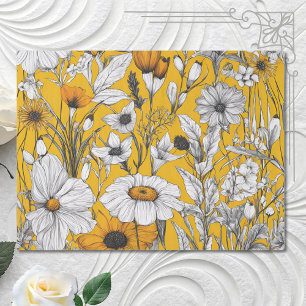 Papel De Seda Dourada Daisy Boho Wildflower Decoupage