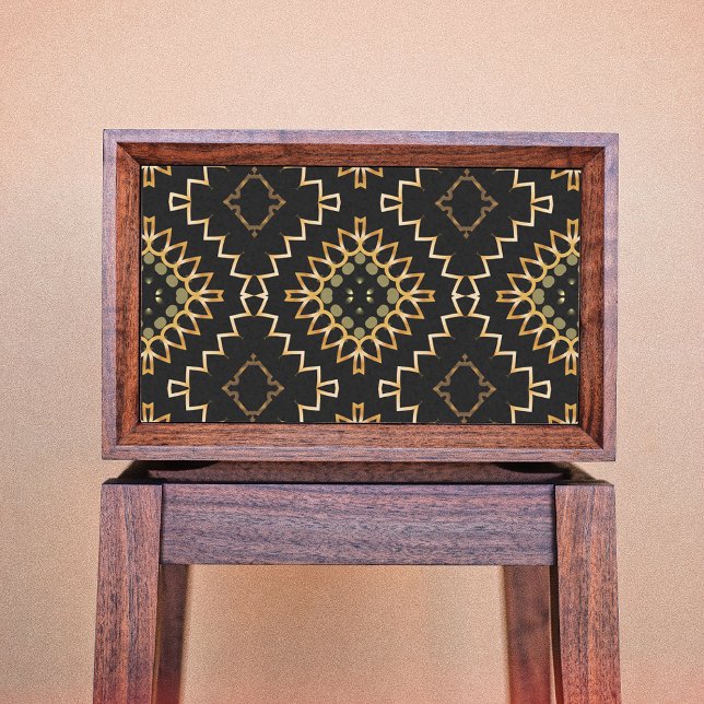 Papel De Seda Dourada e Negra Geométrica Oriental Árabe Oriental (Criador carregado)