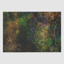 Papel De Seda Dourada Floral Grunge Damask