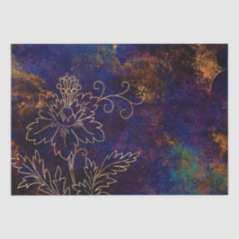 Papel De Seda Dourada Floral Grunge Damask
