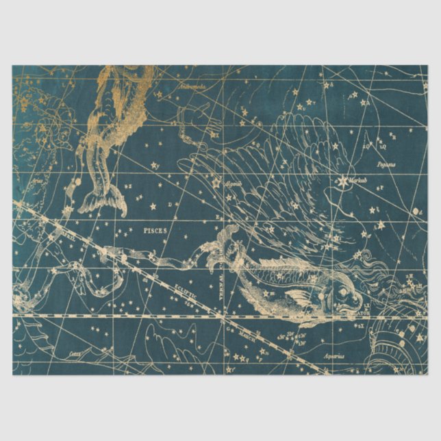 Papel De Seda Dourada Galaxy Star Map Series Design 4 (Frente )