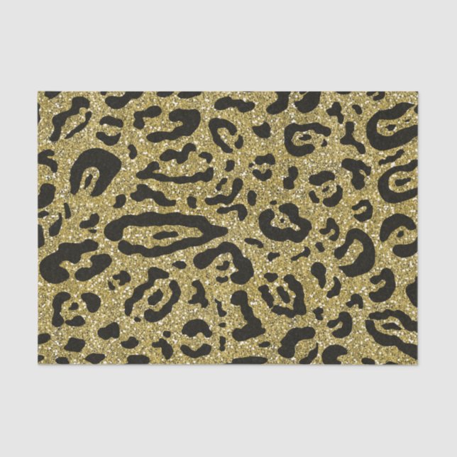 Papel De Seda Dourada Glitter Cheetah Leopard (Frente )