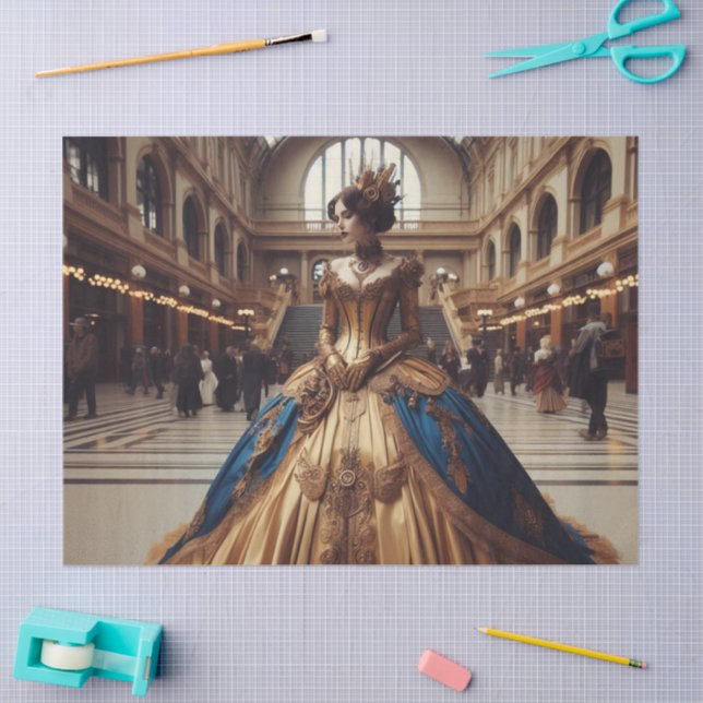 Papel De Seda Dourada princesa Steampunk Victorian Decoupage (Arte )