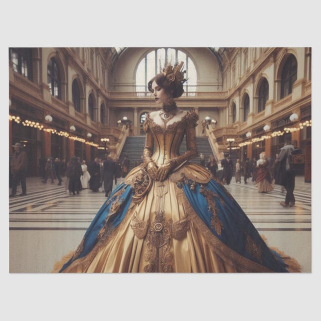 Papel De Seda Dourada princesa Steampunk Victorian Decoupage (Frente )