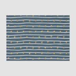 Papel De Seda Douradas estrelas e tiras azuis brancas