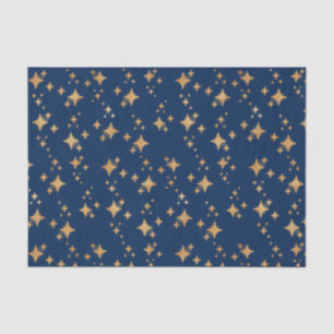 Papel De Seda Douradas estrelas sobre fundo azul escuro