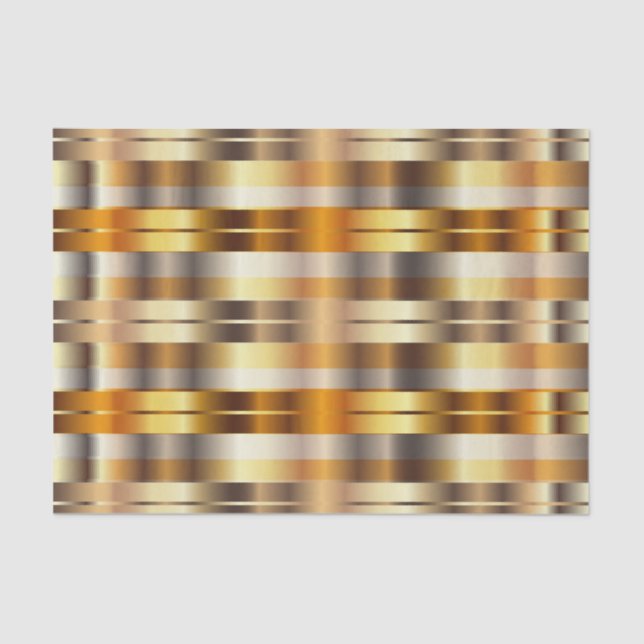 Papel De Seda Douradas Faux Metallic Diagonal Stripes (Frente )
