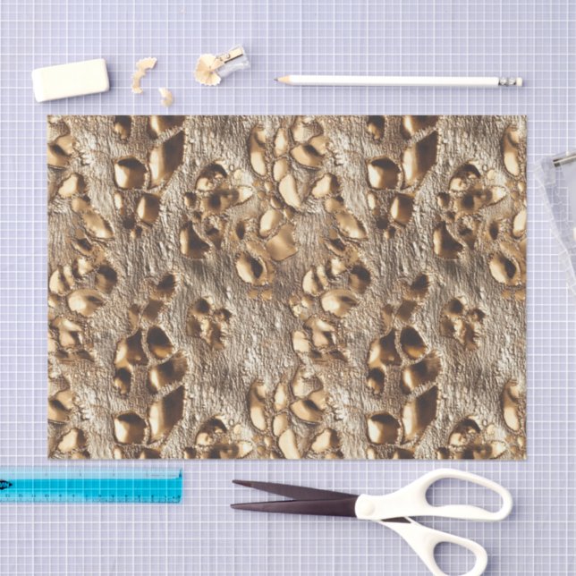 Papel De Seda Douradas Manchas Metálicas Leopardo (Arte )